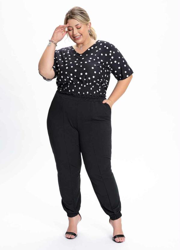 Queima Estoque - Blusa Plus Size Poá com Lastex 3