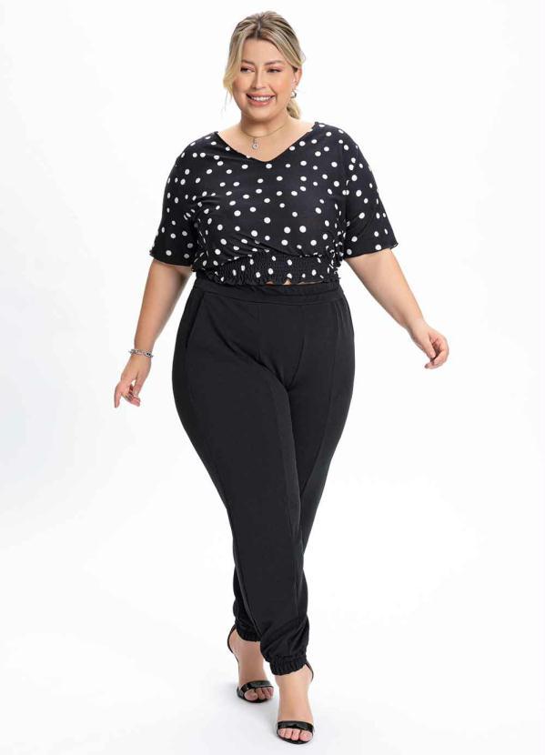 Queima Estoque - Blusa Plus Size Poá com Lastex 5