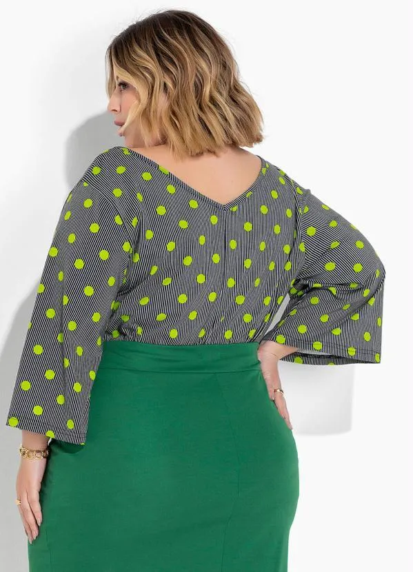 Marguerite - Blusa Poá e Listras com Mangas Amplas Plus Size 4