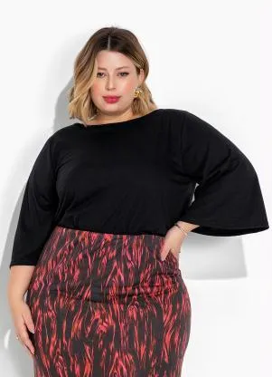 Marguerite - Blusa Preta com Mangas Amplas Plus Size - MARGUERITE