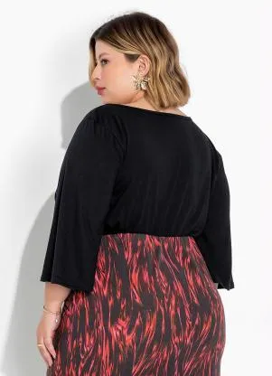 Marguerite - Blusa Preta com Mangas Amplas Plus Size - MARGUERITE