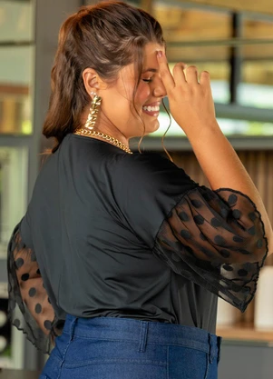 Marguerite - Blusa Preta em Malha Fria - MARGUERITE