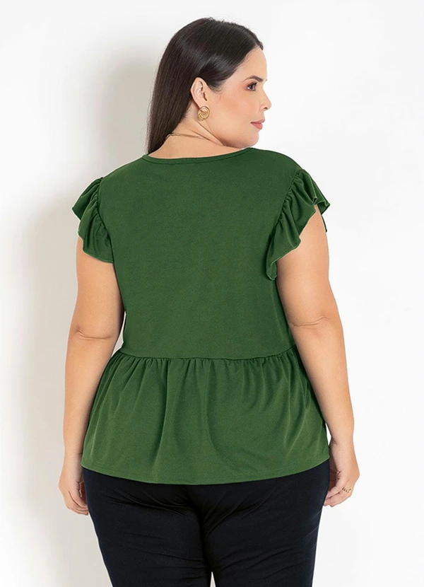 Marguerite - Blusa Verde com Peplum Plus Size 4