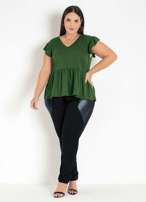 Marguerite - Blusa Verde com Peplum Plus Size 5
