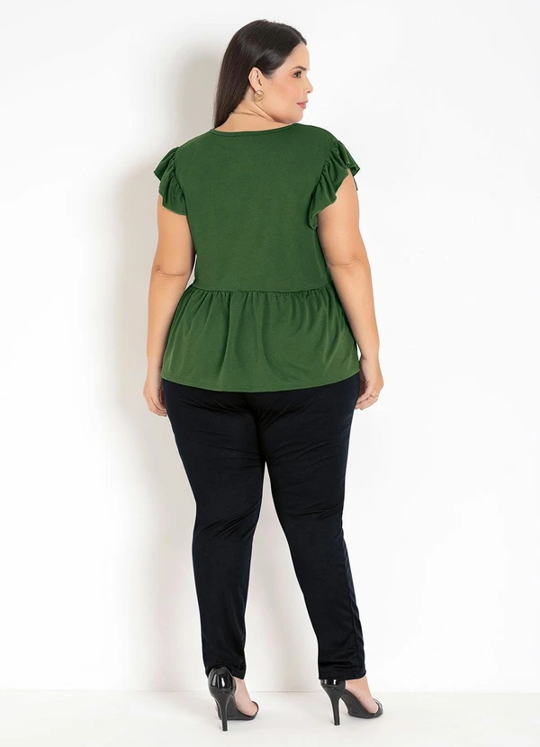 Marguerite - Blusa Verde com Peplum Plus Size 6