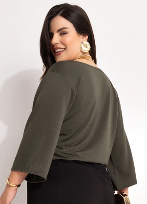 Marguerite - Blusa Verde em Malha Anarruga - MARGUERITE