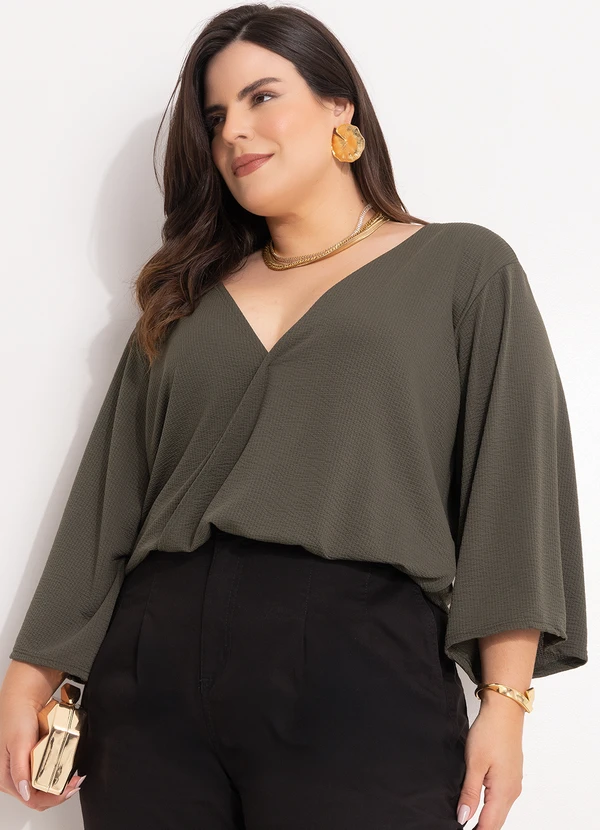 Marguerite - Blusa Verde em Malha Anarruga