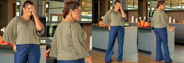 Blusa Verde Militar em Malha Flam