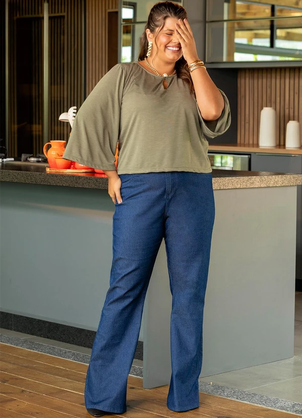 Marguerite - Blusa Verde Militar em Malha Flamê 2