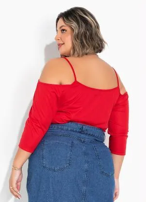 Marguerite - Blusa Vermelha com Franzidos Plus Size - MARGUERITE