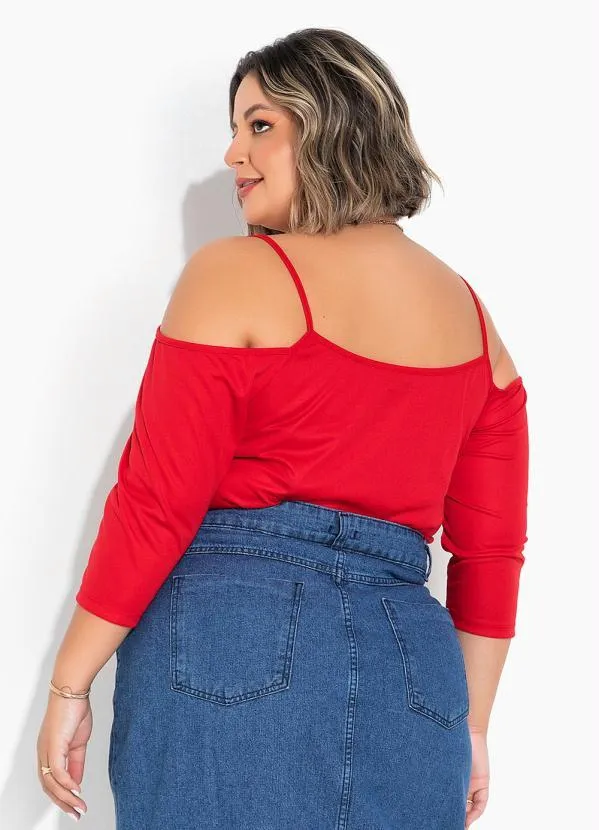 Marguerite - Blusa Vermelha com Franzidos Plus Size 4