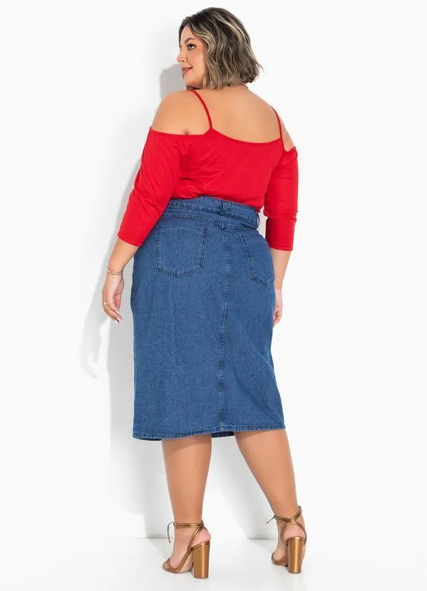 Marguerite - Blusa Vermelha com Franzidos Plus Size