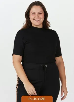 Malwee Plus - Blusa Viscose Canelada Plus Size Preto - MALWEE PLUS