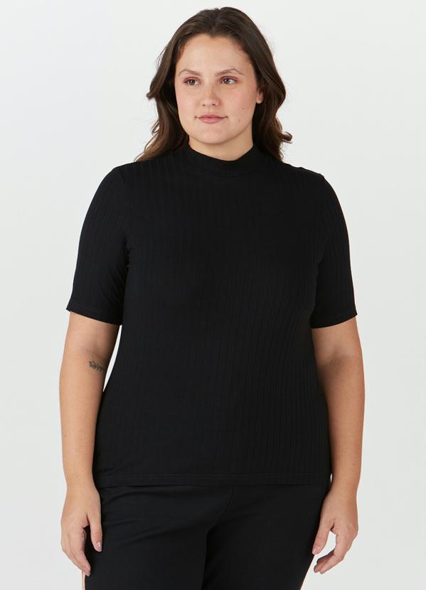 Malwee Plus - Blusa Viscose Canelada Plus Size Preto 5
