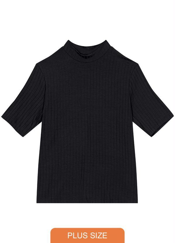 Malwee Plus - Blusa Viscose Canelada Plus Size Preto 6