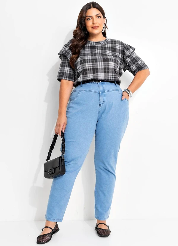 Marguerite - Blusa Xadrez Cinza em Malha 4