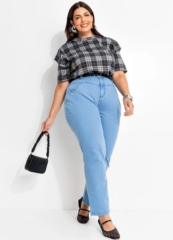 Marguerite - Blusa Xadrez Cinza em Malha 3