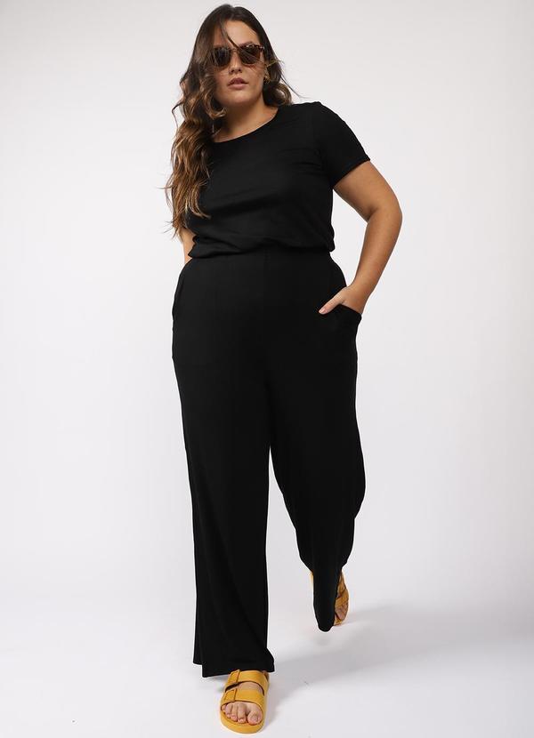 Basicamente - Calça Wide Viscose Plus Feminina Preto 2