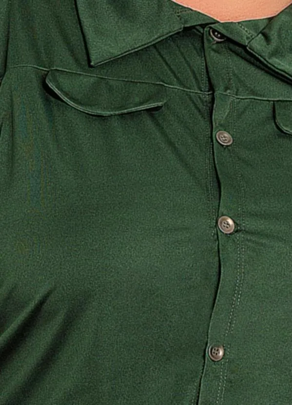 Marguerite - Camisa Plus Size Verde Militar com Lapelas 3