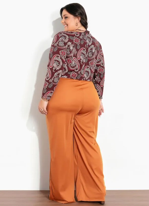 Marguerite - Cropped Paisley Bordô Gota no Decote Plus Size 1