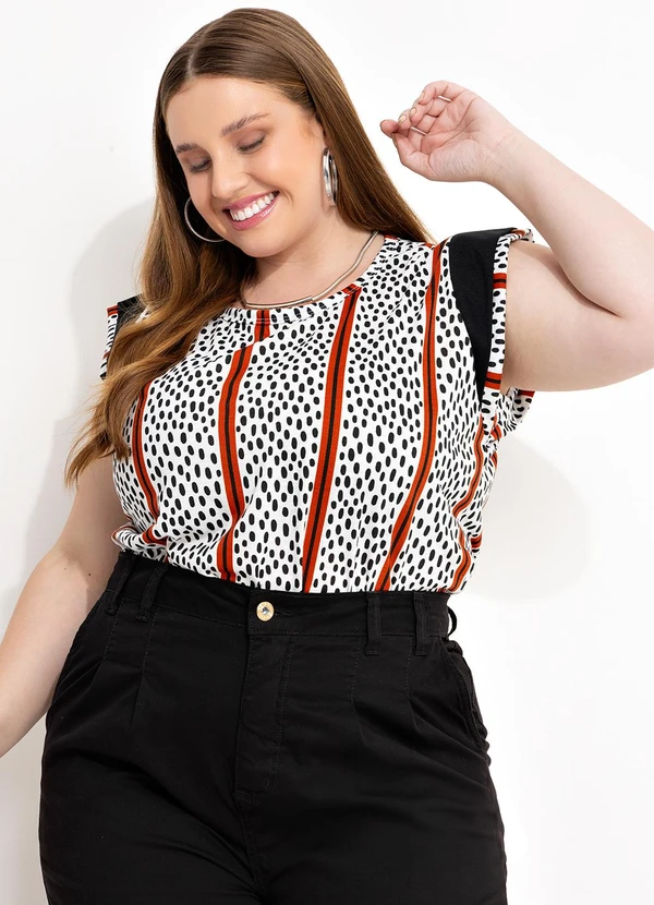 Marguerite - Blusa Abstrata e Listras Muscle Tee 5