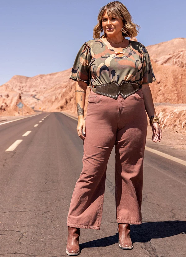 Marguerite - Blusa Abstrato Camuflado em Malha com Elastano 8