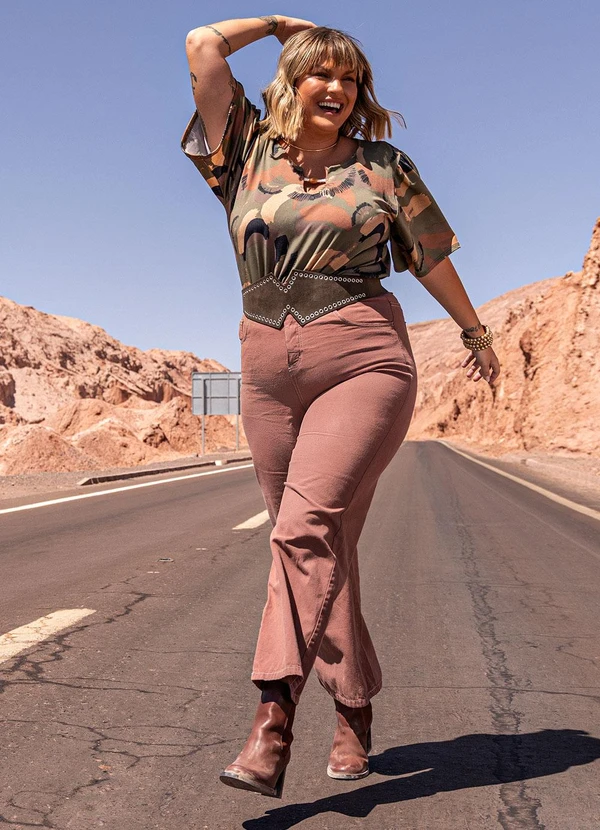 Marguerite - Blusa Abstrato Camuflado em Malha com Elastano 3