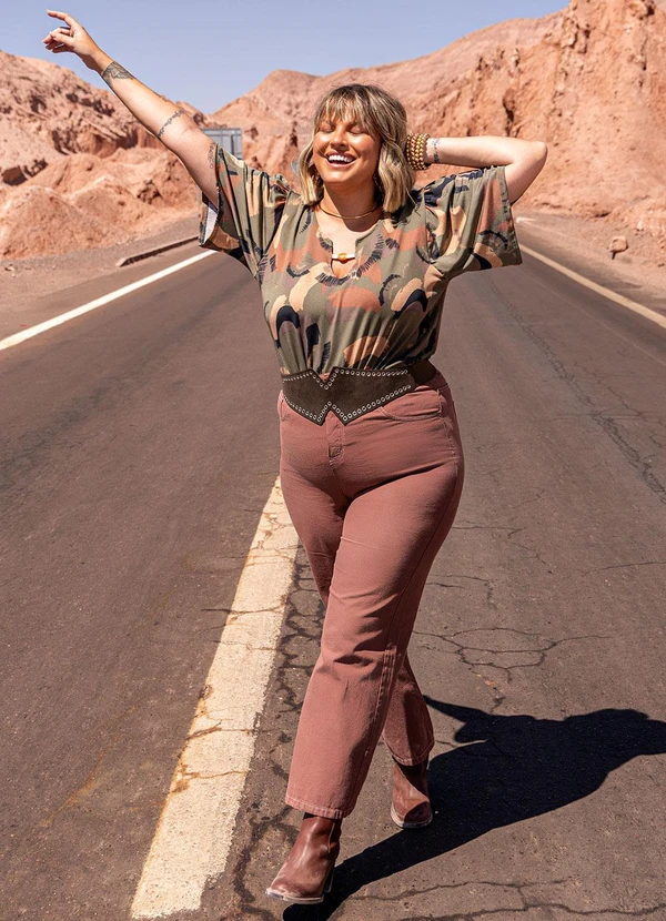 Marguerite - Blusa Abstrato Camuflado em Malha com Elastano 2