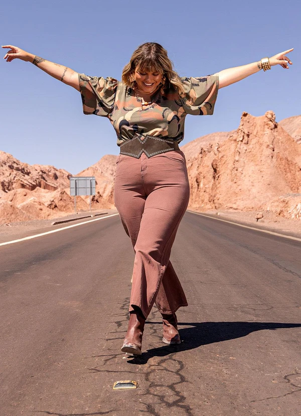 Marguerite - Blusa Abstrato Camuflado em Malha com Elastano 1