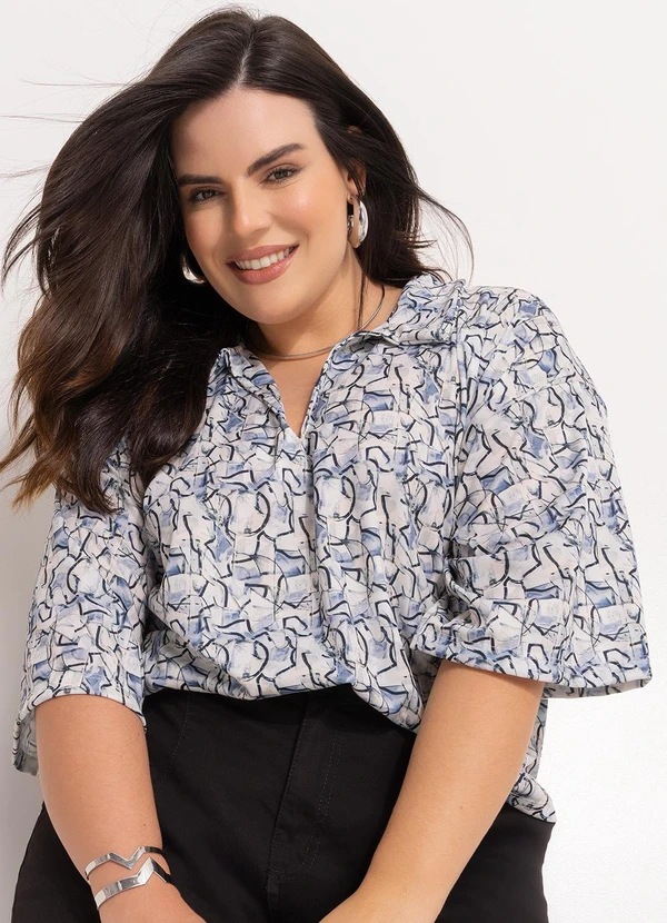 Marguerite - Blusa Abstrato Clean em Jersey Acetinado
