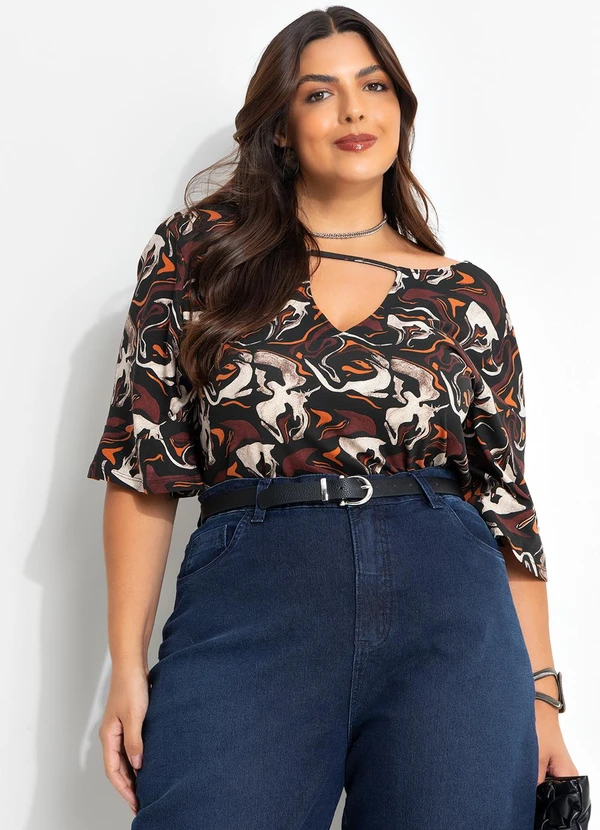 Marguerite - Blusa Abstrato em Malha de Viscose 4