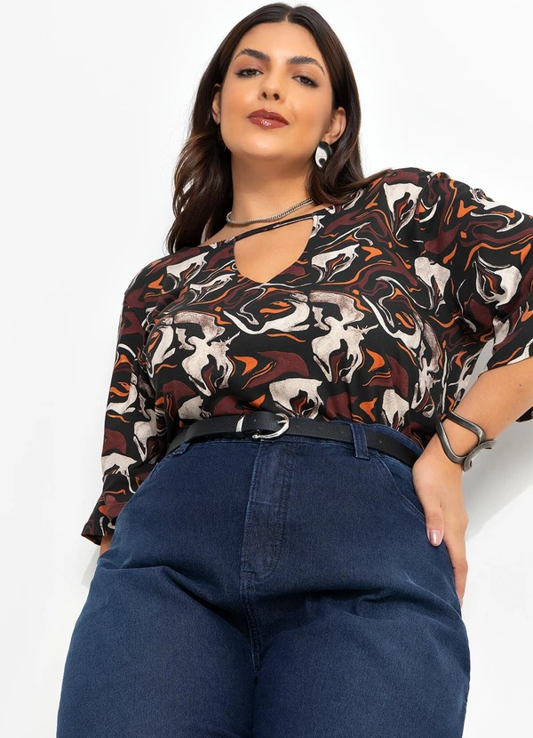 Marguerite - Blusa Abstrato em Malha de Viscose 5