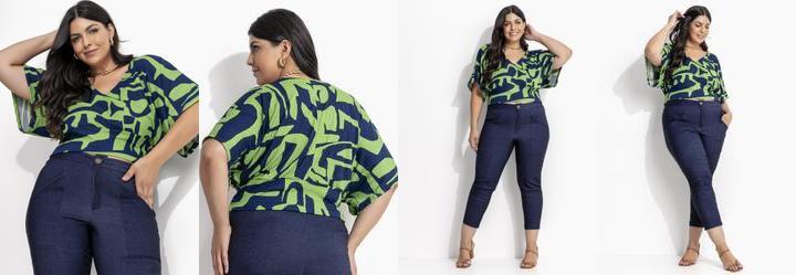 Blusa Abstrato Verde em Canelado