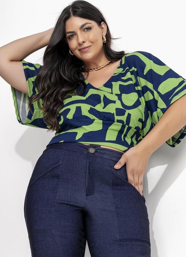 Blusa (Abstrato Verde) em Canelado