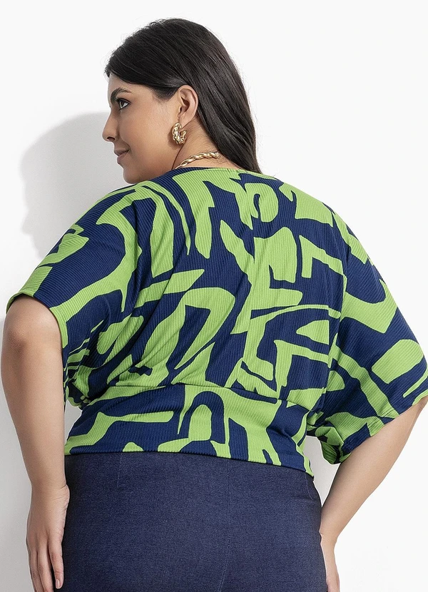 Marguerite - Blusa Abstrato Verde em Canelado 5