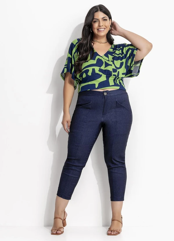 Marguerite - Blusa Abstrato Verde em Canelado 2