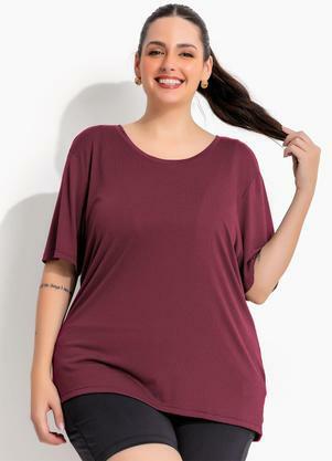 Blusa Alongada Vermelho Bord� em Malha Dry Fit