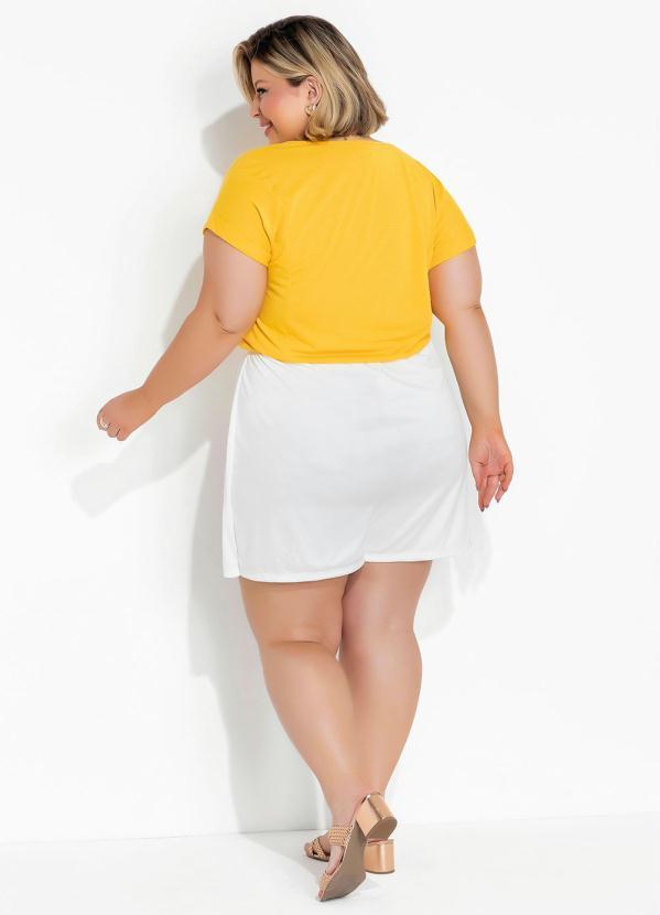 Outlet - Blusa Amarela com Elástico na Barra Plus Size 4