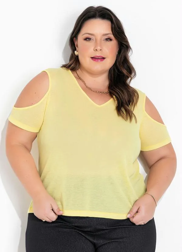 Marguerite - Blusa Amarela com Ombros Vazados Plus Seze
