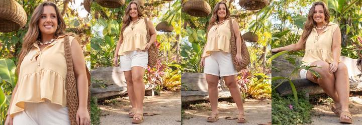 Blusa Amarelo Claro em Tecido