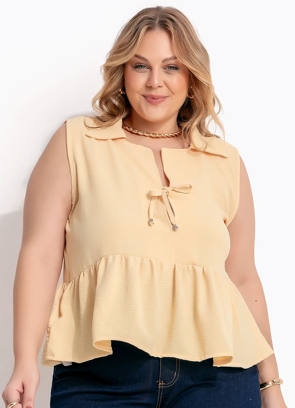 Marguerite - Blusa Amarelo Claro em Tecido Leve Texturizado 7