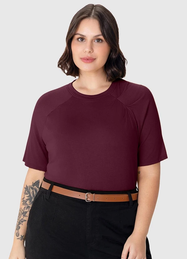 Malwee - Blusa Ampla com Pregas Plus Bordô