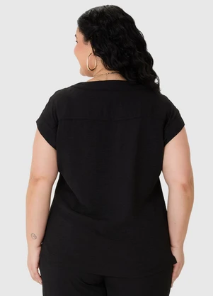 Malwee - Blusa Ampla Decote "V" Plus Preto - MALWEE