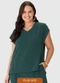 Malwee - Blusa Ampla Decote "V" Plus Preto - variação: Verde Petróleo