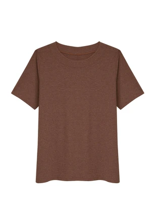 Malwee - Blusa Ampla em Malha Canelada Plus Marrom - MALWEE