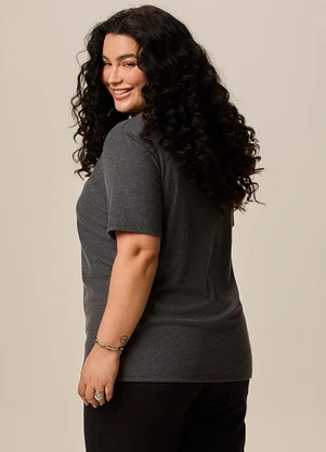 Malwee - Blusa Ampla em Malha Canelada Plus Preto - MALWEE