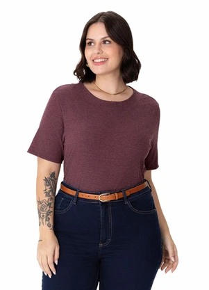 Malwee - Blusa Ampla em Malha Canelada Plus Roxo - MALWEE