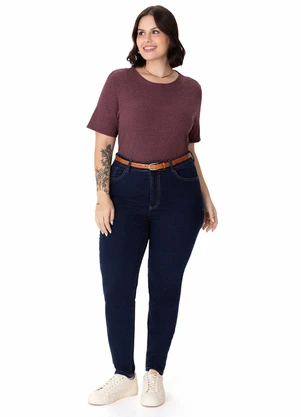 Malwee - Blusa Ampla em Malha Canelada Plus Roxo - MALWEE