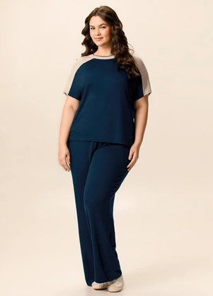 Malwee - Blusa Ampla em Moletinho Azul Marinho - MALWEE