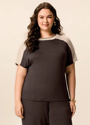 Malwee - Blusa Ampla em Moletinho Café - MALWEE